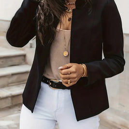 Fashion Solid Color Stand Collar Long Sleeve Women's Clothing Jacket