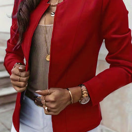 Fashion Solid Color Stand Collar Long Sleeve Women's Clothing Jacket