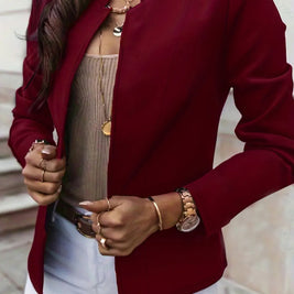 Fashion Solid Color Stand Collar Long Sleeve Women's Clothing Jacket