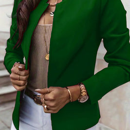 Fashion Solid Color Stand Collar Long Sleeve Women's Clothing Jacket