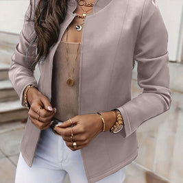 Fashion Solid Color Stand Collar Long Sleeve Women's Clothing Jacket